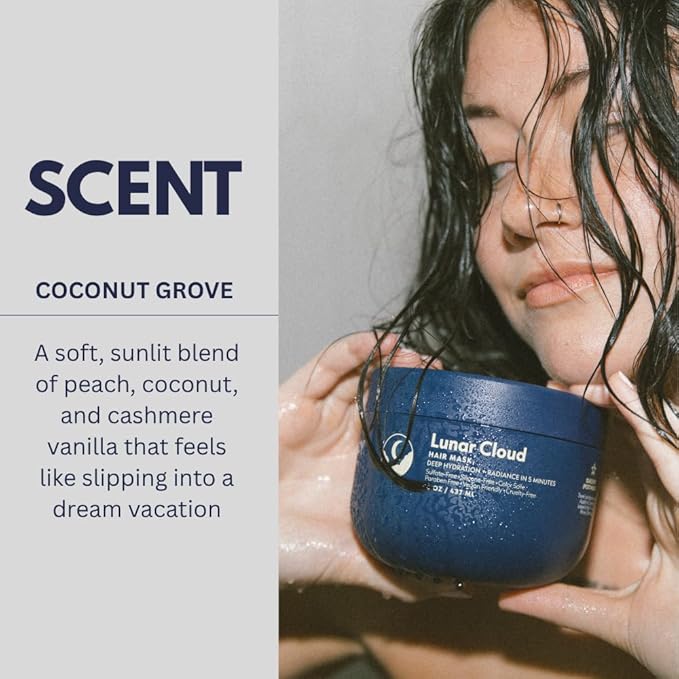 NAVY HAIR CARE Lunar Cloud Hair Mask | Deep Hydration, Frizz Control & Repair for All Hair Types | Lightweight Treatment with Argan Oil, Coconut Oil & Keratin | Vegan & Cruelty Free | 16 oz