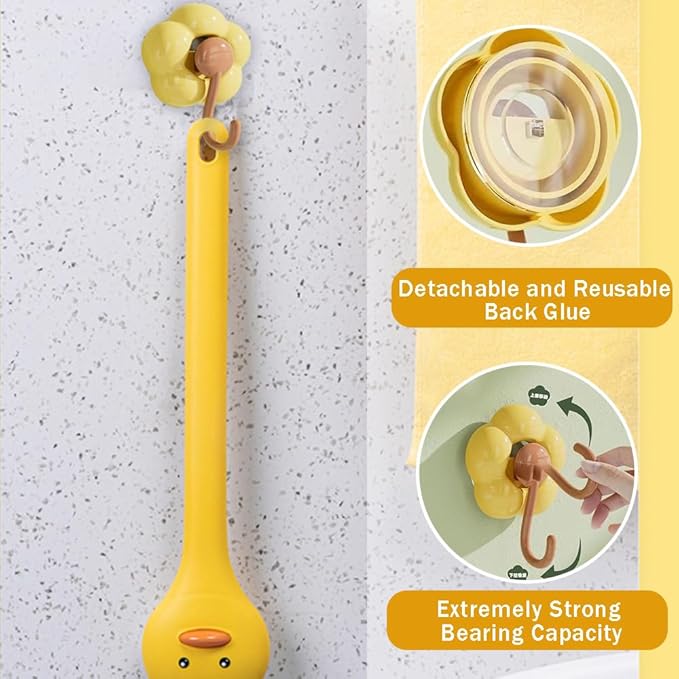 Long Handle Shower Brush Bath Brush,Softer bristles Body Back Brush,Back Scrubber Body Exfoliator for Wet or Dry Brushing with Flower Hooks,14 inch