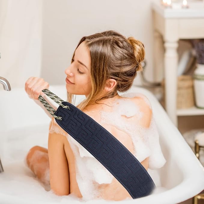 Exfoliating Back Scrubber for Shower, 38 Inches Long Back Exfoliator with Two Handles for Men and Women Acne, Double-Sided Bath Back Washer Body Cleaner to Scrub Your Skin