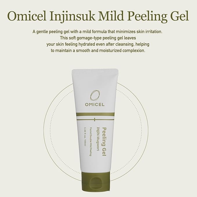 INJIN Mugwort Mild Peeling Gel - Gentle Exfoliator for Sensitive and Oily Skin | Korean Beauty Skincare Solution for Bright, Clean, and Moist Complexion
