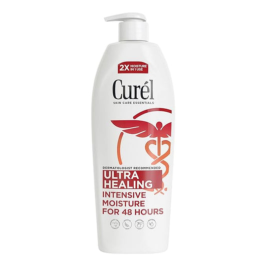 Curel Ultra Healing Lotion for Sensitive and Dry Skin, Hand and Body Lotion Repairs Moisture Barrier, Ceramide Moisturizer, Fragrance-Free, Dermatologist Recommended, Body Care, 20 Oz