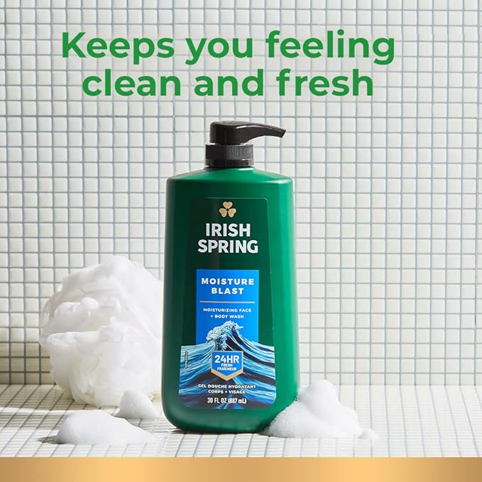 Irish Spring Moisture Blast Body Wash, 30 Oz Pump (Pack of 2)