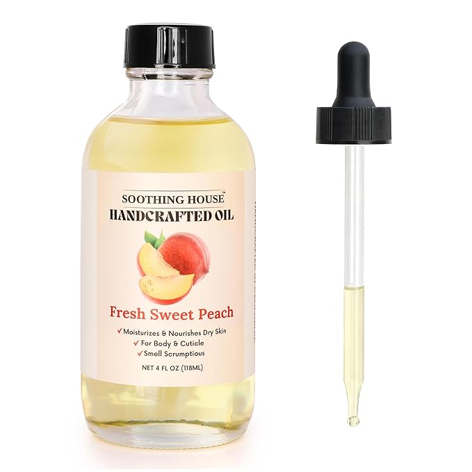 Fresh Sweet Peach Body Oil - Moisturizing Sweet Body Oil for Soft, Glowing Skin with Almond & Jojoba Oil (4 fl oz)
