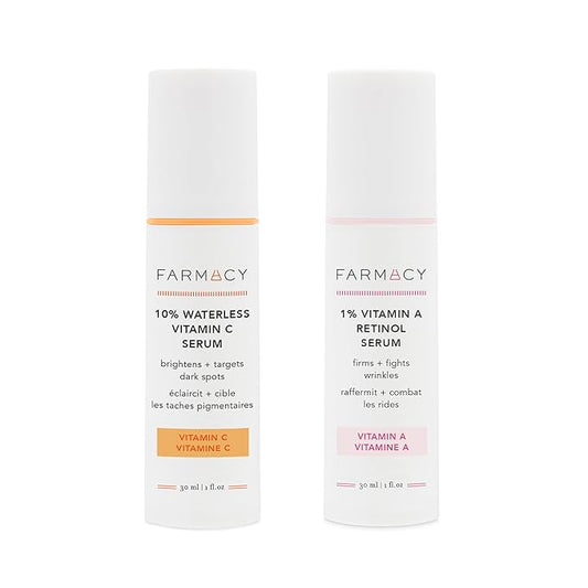 Farmacy Vitamin C & Retinol Serum Bundle - Waterless Vitamin C Face Serum & 1% Vitamin A Resurfacing Retinol Serum