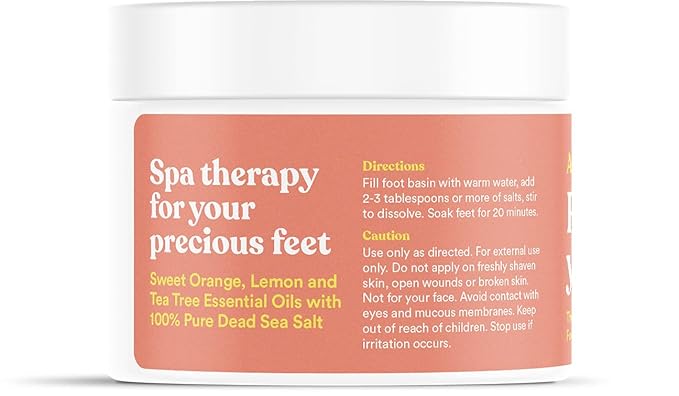 ASUTRA Invigorating and Therapeutic Foot Soak + Pedicure Pumice Stone (Dead Sea Salt w/Tea Tree & Citrus Oils), 16 oz - Helps to Soften Calluses, Corns, and Cracked Feet