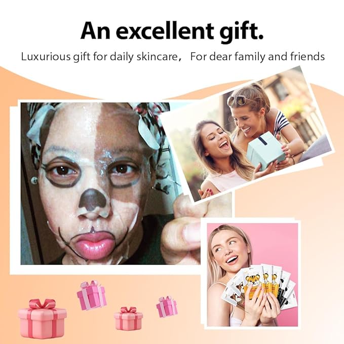 8 Pack Animal Character Kids Face Masks Spa, Korean Soothe Facial Sheet Mask for All Skin Types, Spa Masks For Girls, Girls Night Skincare Spa Party, Birthday Gifts for Women Men, (Animal 8Pcs)