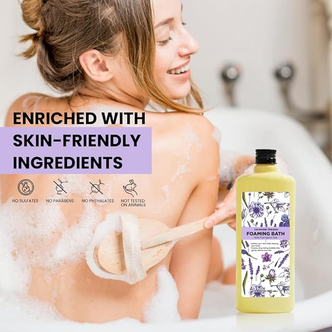 Bubble Bath for Women, Lavender Scented Bubble Bath Gifts Set, Foaming Bath Mother's Day Gifts for Mom, 51.2 fl oz (Pack of 4)