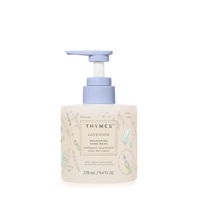 Thymes Nourishing Hand Wash - Liquid Hand Soap for Bathroom or Kitchen - Liquid Soap with Notes of Velvety Lavender, Warm Rosewood, Fresh Clary Sage, & Earthy Violet (Lavender, 9.4 fl oz)
