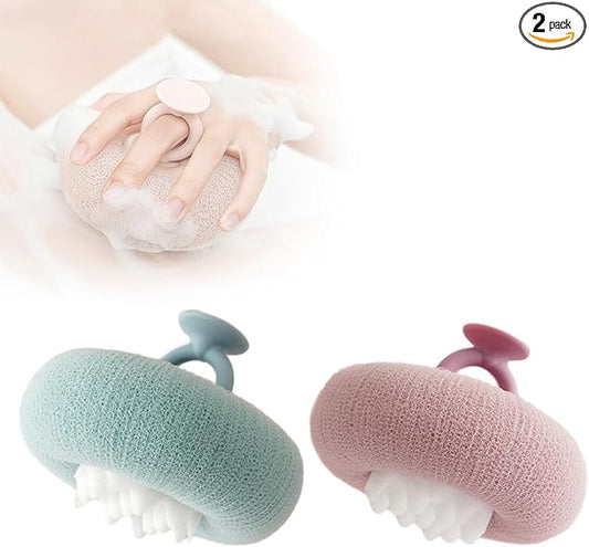 Super Soft Sunflower Suction Cup Bath Ball, 2025 Upgraded Bath Sponge Cleaning Brush Exfoliating Bath Sponge Cleaning Brush, Multi-Color Mesh Pouf Sponge Mesh Shower Ball for Women, Men Shower (D)