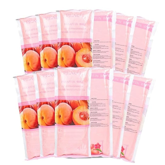 Paraffin Wax Refills, 12 Pack Peach Scented Paraffin Wax Beads Blocks for Paraffin Bath, Paraffin Wax Machine Refills for Hand Feet Dry Skin,Rrelieves muscle fatigue, Hydration and nourish