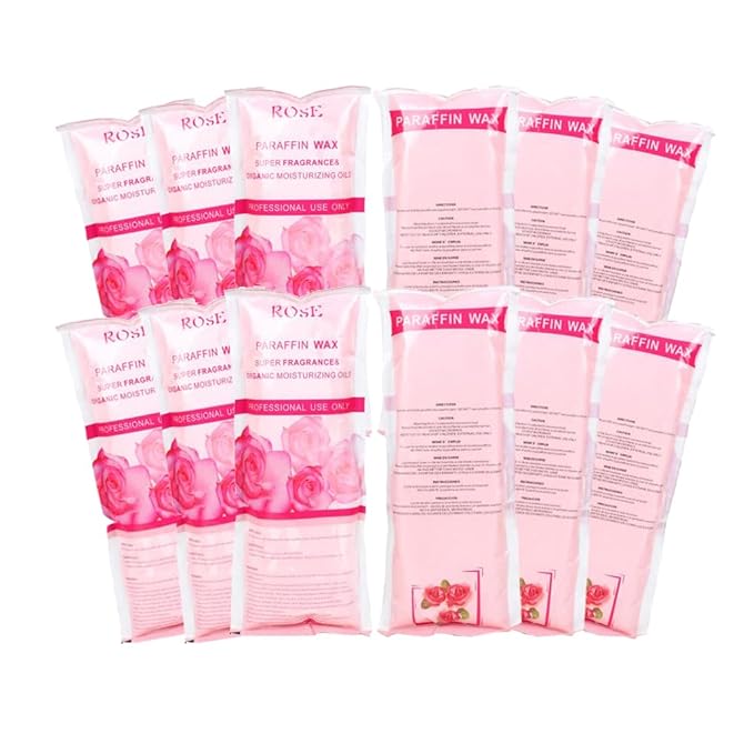 Paraffin Wax Refills, 12 Pack Rose Scented Paraffin Wax Beads Blocks for Paraffin Bath, Paraffin Wax Machine Refills for Hand Feet Dry Skin,Rrelieves muscle fatigue, Hydration and nourish