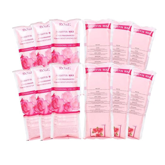 Paraffin Wax Refills, 12 Pack Rose Scented Paraffin Wax Beads Blocks for Paraffin Bath, Paraffin Wax Machine Refills for Hand Feet Dry Skin,Rrelieves muscle fatigue, Hydration and nourish