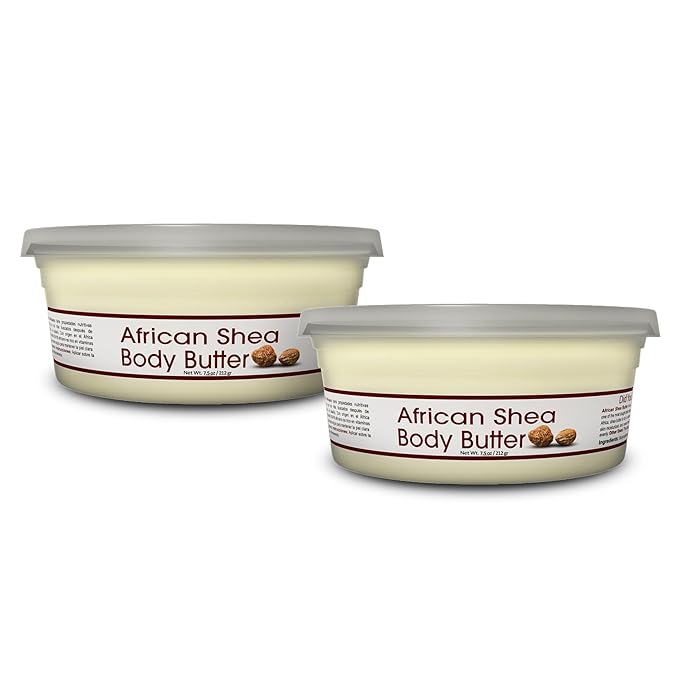 Okay White Shea Butter for Hair and Skin - Raw African Shea Butter for Women and Men, Daily Moisturizer for Face and Body, Helps with Stretch Marks, Soothes Dryness - 7.5 Oz Jar (Pack of 2)