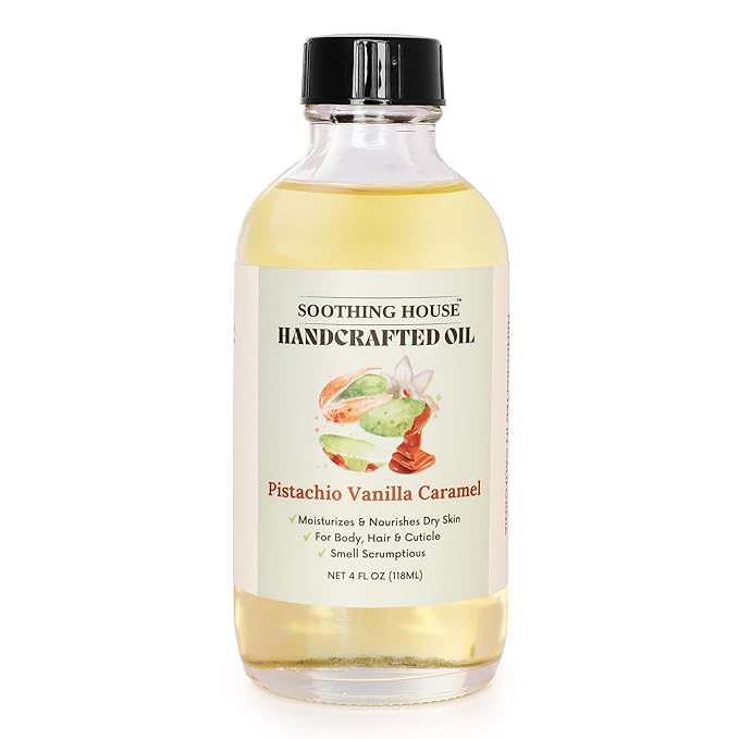 Pistachio Vanilla Caramel Body Oil - Nourishing Body Moisturizer for Soft, Glowing Skin with Jojoba & Almond Oil (4 fl oz)