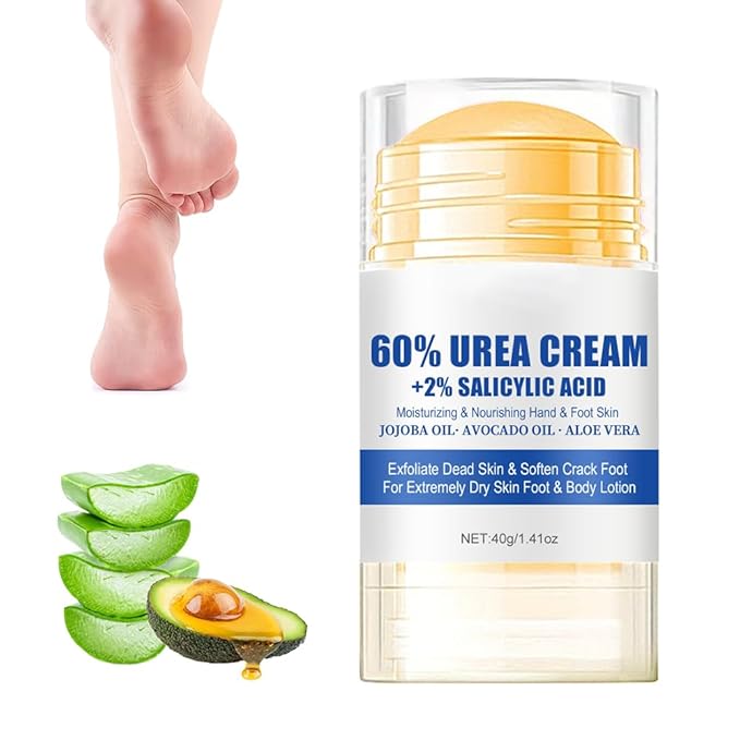 60% Urea Hydrating and Anti-Cracking Foot Cream, Moisturising and Relieves Cracking and Dryness Foot Cream for Cracked Heels,Hands,Knees,Exfoliating Moisturizer (White, one size)