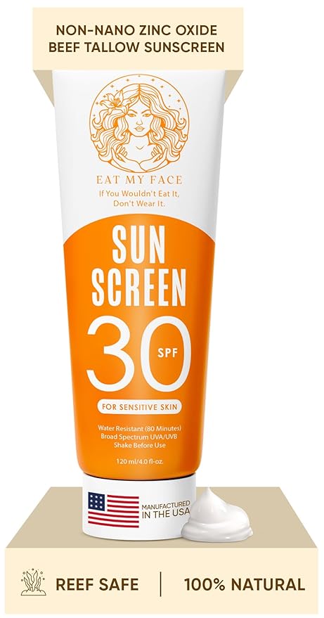 Eat My Face Mineral Tinted Sunscreen for Face SPF 30 | Waterproof with Non-Nano Zinc Oxide | Travel Size Lotion for Sensitive Skin | Water Resistant Sunblock for Beach & Sports, Vanilla Scented