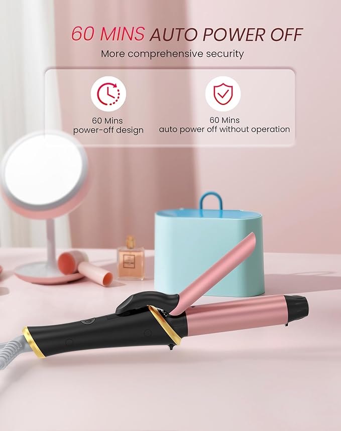 Ukliss Mini Curling Iron, Heats in 30s for Soft Waves & Curls, Dual Voltage Travel Curling Iron with 5 Temp & Anti-Scald Guard, Perfect for Short to Medium Hair,Travel Friendly (Black, 1 Inch)
