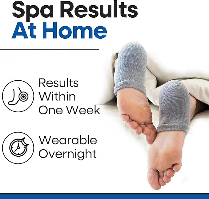 Moisturizing Socks for Men & Women | Aloe Vera Cracked Heel Treatment | Foot Callus Remover | Aloe Socks for Cracked Heels & Dry Feet | Lotion Infused Gel Heel Sleeves (Large - 2 Pairs)