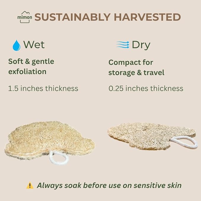 Natural Bear Shape Loofah Sponge, Exfoliating Body Scrubbers (2 Pack), Biodegradable Bath Loofahs Sponge, Gentle, Chemical-Free Bath & Body Loofah for Women, Men and Kids, Made with Natural Loofah