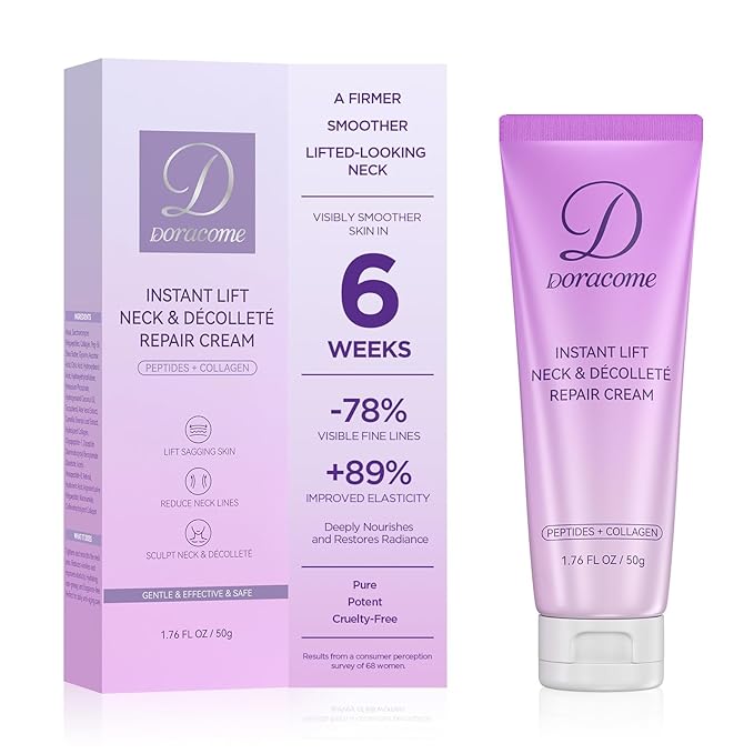 Retinol, Collagen & Hyaluronic Acid Neck Firming Cream – Anti-Aging Neck Cream for Firming & Tightening, Helps Improve the Look of Sagging Skin on Neck & Face, 1.76 Fl Oz