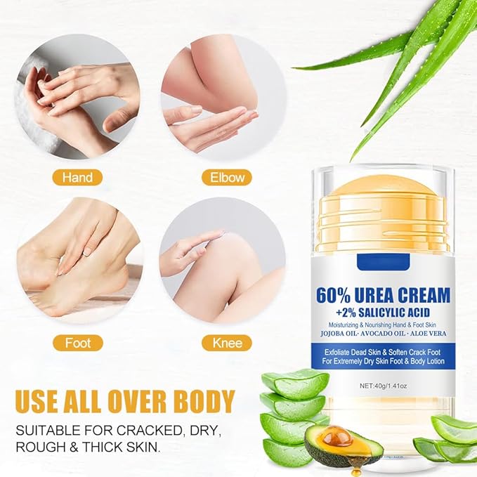 60% Urea Cream for Feet Maximum Strength 2% Salicylic Acid Foot Hands Cream for Dry Cracked Feet Knees Moisturizer Hydrates &Nourish Foot Care for Softens Exfoliates 1.41oz