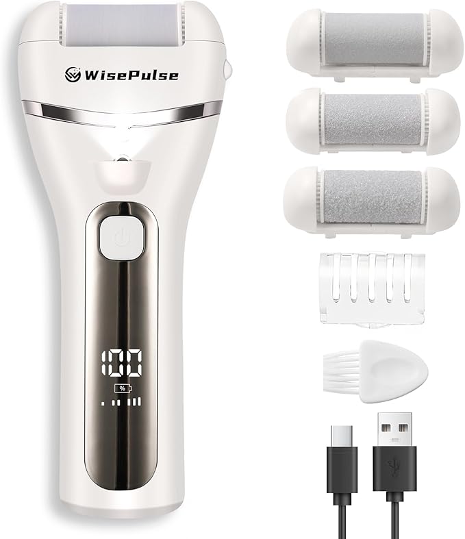 Electric Foot Callus Remover, Rechargeable Portable Electronic Foot File Pedicure Tools, Electric Callus Remover for Feet with 3 Rollers, IPX6 Waterproof Foot Care for Dead Skin, Ideal Gift