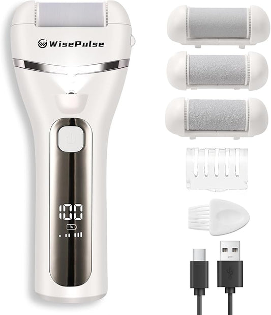 Electric Foot Callus Remover, Rechargeable Portable Electronic Foot File Pedicure Tools, Electric Callus Remover for Feet with 3 Rollers, IPX6 Waterproof Foot Care for Dead Skin, Ideal Gift