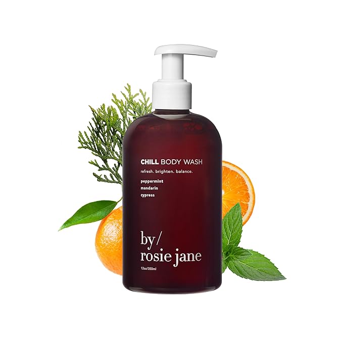By Rosie Jane Chill Body Wash - Creamy, Hydrating Body Wash Made with Peppermint, Mandarin & Cypress - Supports Skin Elasticity & Builds Collagen - Vegan & Non-Toxic (350ml)