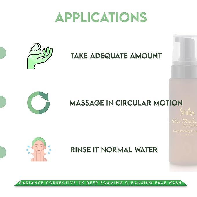 Shira Shir-Radiance Corrective RX Deep Foaming Cleansing Face Wash For Balanced Skin PH, Skin Brighting, Deep Pore Cleansing for Normal to Dry Skin (200ml)