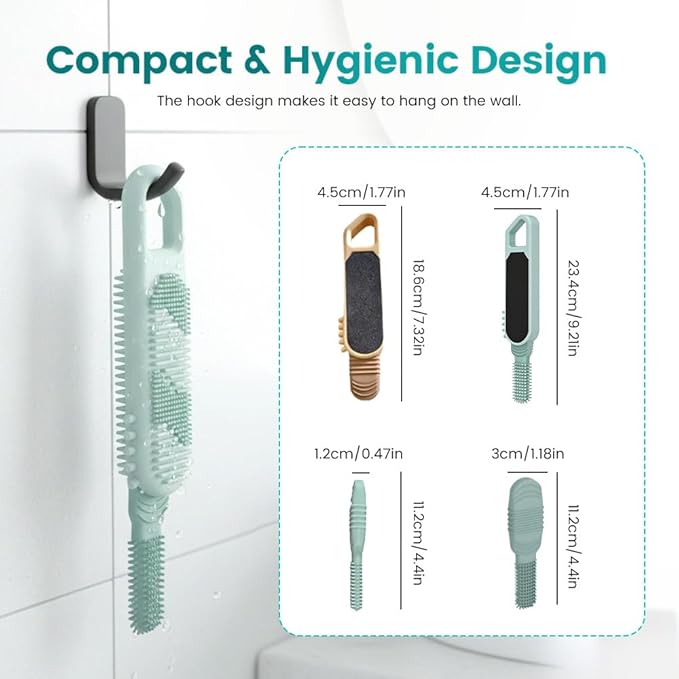 Foot Scrubber in Shower, 3 in 1 Portable Travel Size Toe Cleaning Brush Foot File Dead Skin Remover for Home Foot Care (Yellow)