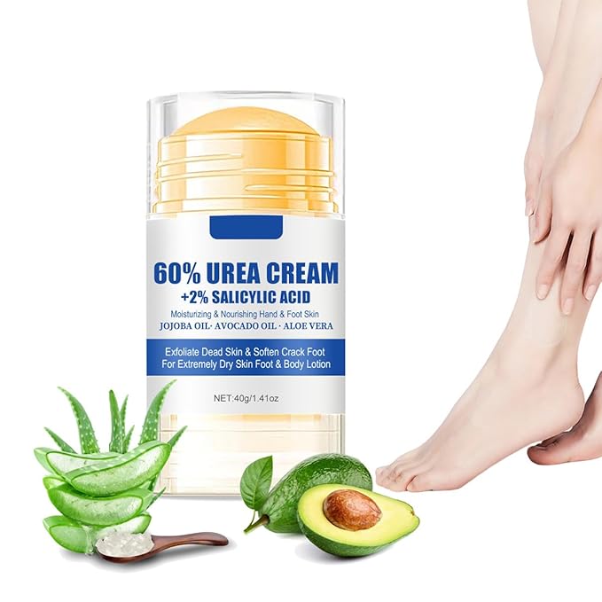 60% Urea Cream plus 2% Salicylic Acid Foot Cream for Removing Calloused Skin, Cracked Hands Elbows Feet Heels Moisturizes and Hydrates, Maximum Strength Moisturizing Foot Hand Cream, 1.41 oz