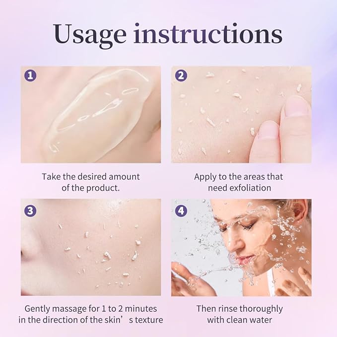 Facial Peeling Gel, Gentle Facial & Body Exfoliator Body Scrub for Removing Dead Skin Cells, Skin Renewal for Women & Men- 2.03 fl oz