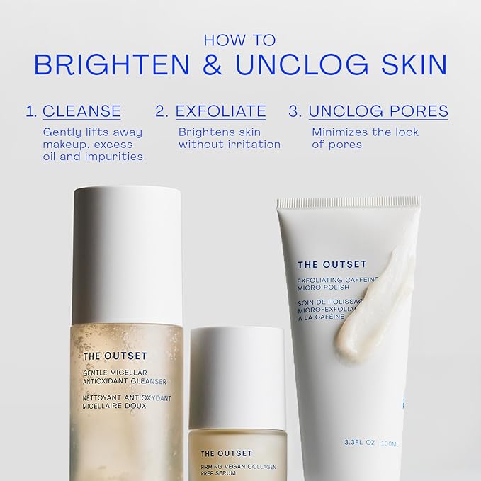 The Outset Exfoliating Caffeine Micro Polish - Gentle Fragrance Free Physical Face Scrub for Everyday - Awakening, Smoothing - Clean, Vegan, Gluten Free - All Skin Types, Sensitive Skin - 3.3 fl oz