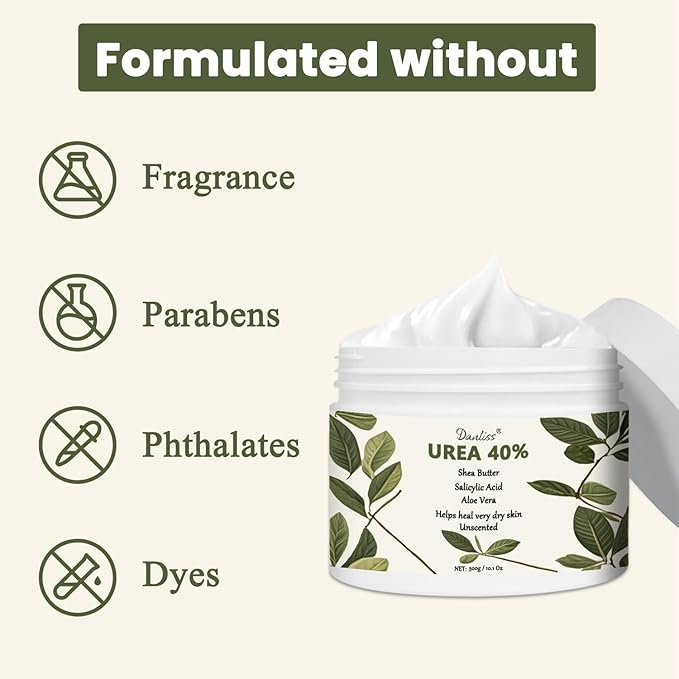 Urea Cream 40 Percent Unscented with Shea Butter Salicylic Acid for feet Maximum Strength for Dry Cracked Feet & Hands Dry Skin Repair Treatment Extra Care Body Deep Moisturizing Cream 10.1 Oz