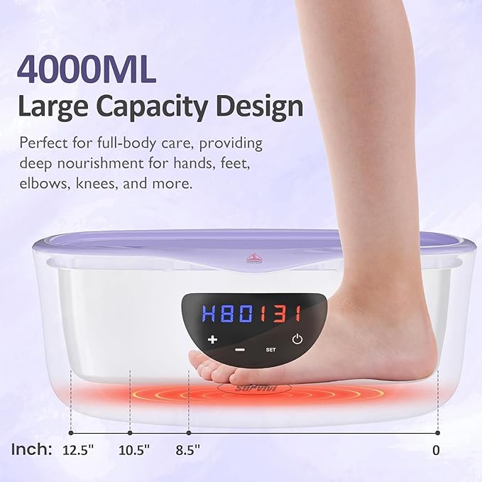 Sunvivi Paraffin Wax Machine for Hand and Feet 4000ml Large Capacity Paraffin Bath Machine for Hands w/ 8Pack Refills