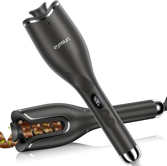 Hair Curling Irons,Automatic Portable Rotating Curling Iron with LCD Display,4Temperature Settings,Timers(12-19s),Auto Shut-Off,Anti-Scald,Anti-Tangle,Lightweight,Fast Heating&Easy Use for Travel