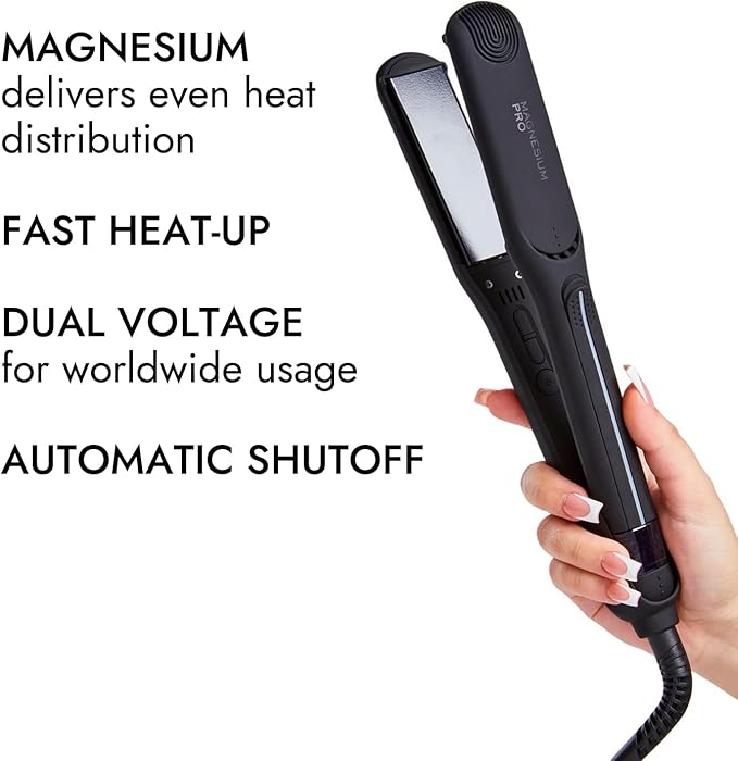 Ion Magnesium Flat Iron 1¼ inch, Heats to 450 °F for Fast, Sleek Styling