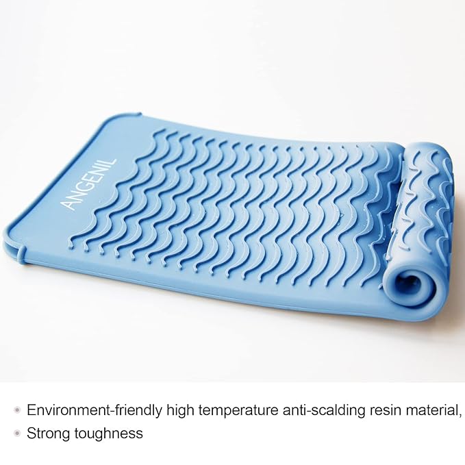 ANGENIL Heat Resistant Silicone Mat Pad Pouch For Travel Curling Iron Wand, Tourmaline Titanium Ceramic Portable Flat Iron, Hair Straightener, Automatic Wireless Curlers, Crimper Hair Iron, Hair Tools