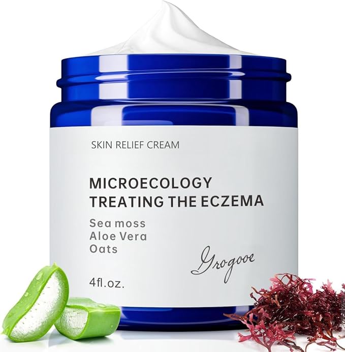 Crogooe Natural Organic Eczema Soothing Cream Made With Sea Moss Aloe Vera, Oats! Sensitive Skin Dry Skin Hydrating Comfort Moisture Fragrance Free Skin care