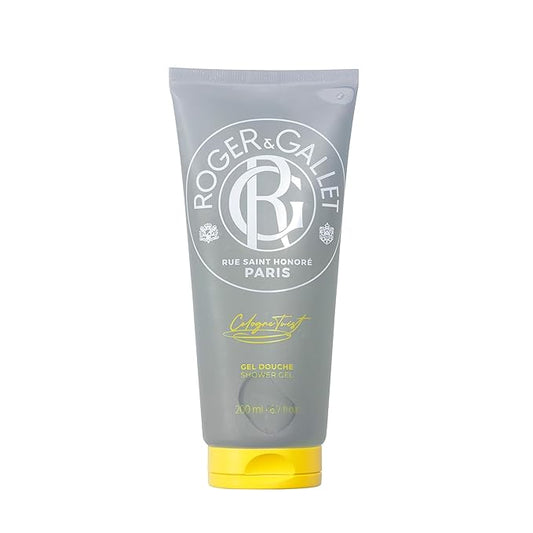 ROGER & GALLET Shower Gel Cologne Twist - Invigorating Citrus & White Woods - Enriched with Sage & Aloe Vera - Natural, Easy Rinse Formula - Vitalizing Organic Body Wash for Men & Women - 200ml