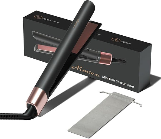 Mini Flat Iron 1 Inch Ceramic Mini Hair Straightener, Small Flat Irons for Short Hair, Curls Bangs, Dual Voltage for Travel,Dual Voltage for Worldwide Use, Black