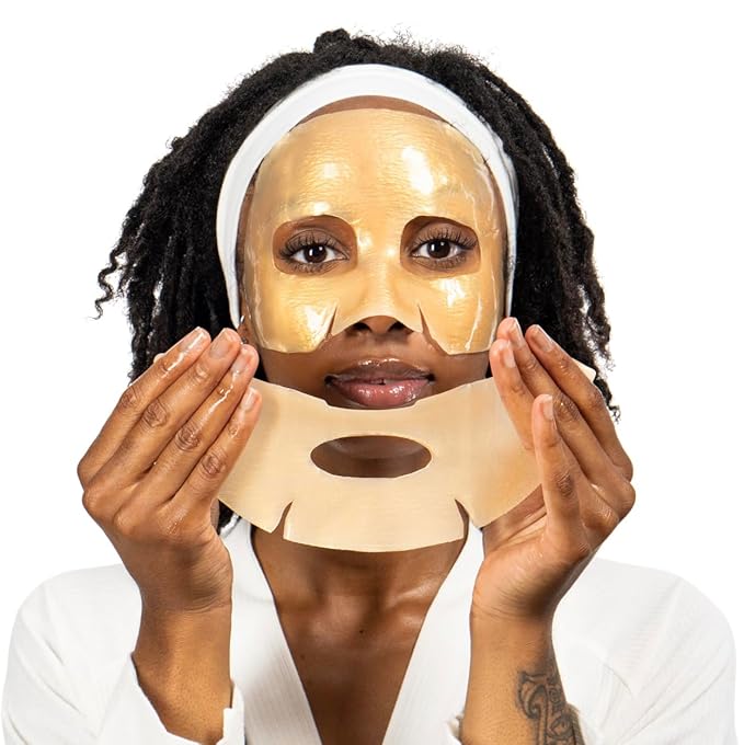 MISS SPA Boost Glow Hydrogel Facial Mask Collagen & Peptide Infused Sheet Mask Moisturizing, Firming & Radiance-Boosting Skincare Treatment for Glowing Skin, Anti Aging Skin Care, 4 Pack