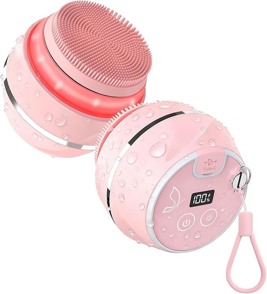 Face Cleansing Brush, Waterproof Silicone Facial Cleansing Brush, for Women and Men, 6 Modes, 3 Light Effect, Rechargeable Electric Exfoliator Deep-Clean Scrubber for Women and Men