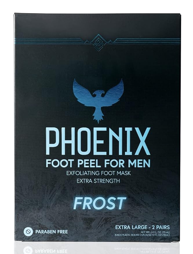 (Pack of 2) Phoenix Foot Peel for Men - Extra Large - Extra Strength - Menthol - Exfoliating Dry Feet Treatment - Callus Remover - Paraben Free