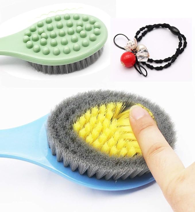 QiCheng&LYS long handle bath brush, soft and comfortable massage brush bath brush - 14 inches (blue und green)