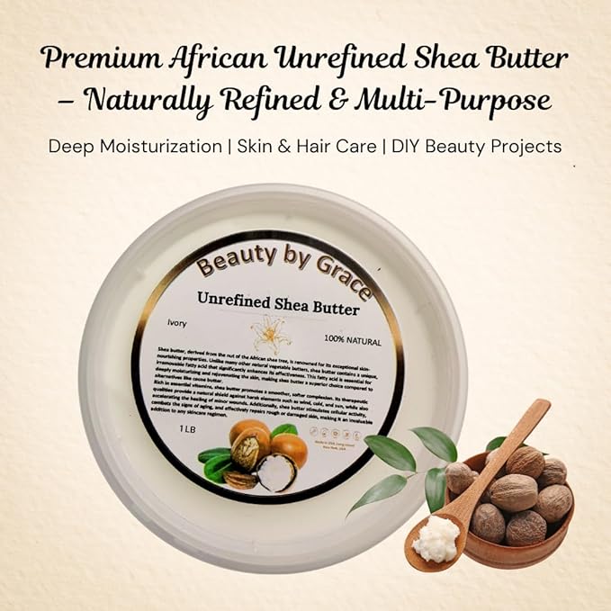 Shea Butter 100% Pure & Natural – Unrefined from Ghana, 1 LB – Deep Moisturizing for Skin, Hair, Body Butters, Lotions & DIY Skincare