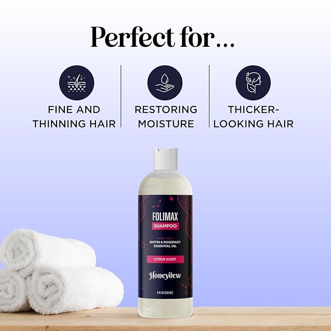 Folimax Biotin Shampoo for Thinning Hair - Volumizing Biotin Shampoo for Men & Women's Fine and Thin Hair with Zinc & Rosemary Oil - Color Safe Vegan Sulfate Silicone & Paraben Free (Citrus Scent)