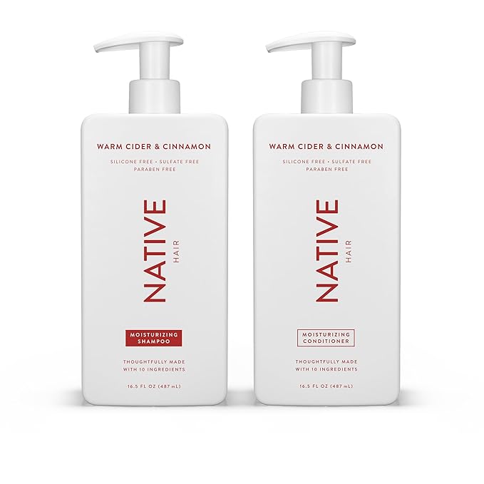 Native Warm Cider & Cinnamon Shampoo and Conditioner Contain Naturally Derived Ingredients | All Hair Types, Color & Treated, Fine to Dry Damaged, Sulfate & Dye Free - 2-Pack