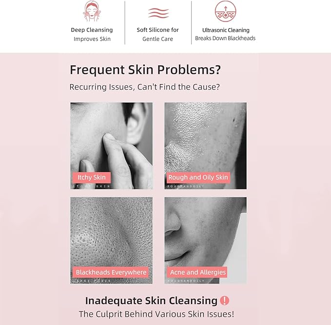 2 in 1 Electric Face Scrubber Silicone Facial Cleansing Brush, Exfoliator Scrubber & Skin Spatula Pore Cleaner Blackhead Remover Tools, Waterproof Face Brush Exfoliating Deep Cleaning Massager, Pink