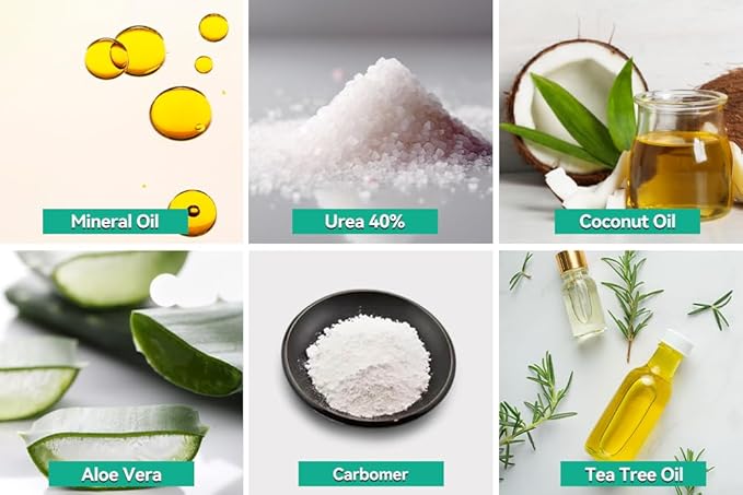 CLEAR 40, 40% Urea Gel, 4 oz w/Tea Tree & Coconut Oil, Aloe Vera Extract, Works on Calluses & Corns, Moisturizes & Softens Cracked Heels, Feet, Elbows, Hands, Nails, Superior Hydration to Urea Creams